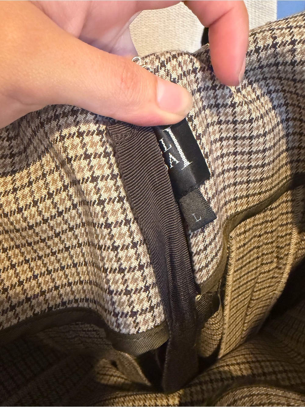 Helsa Strapless Tan Plaid Mini Dress - Picture 4 of 5